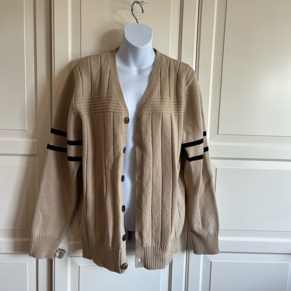 Vintage 100% Lambswool Cardigan Size Medium. Academia Preppy, Classic Old School - Picture 1 of 10
